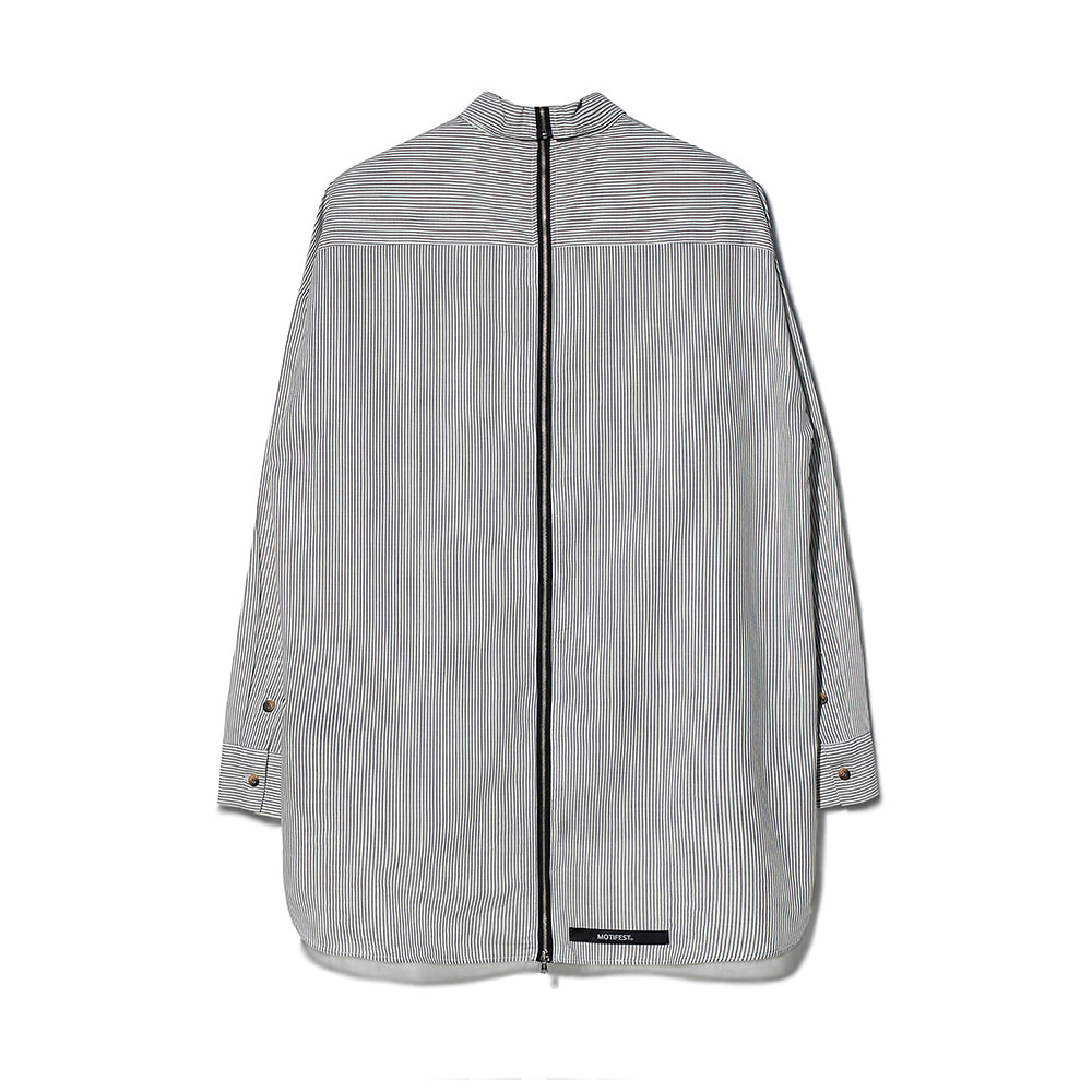 [MOTIFEST] Garments Detachable Half Zip Shirts ( White Stripe )